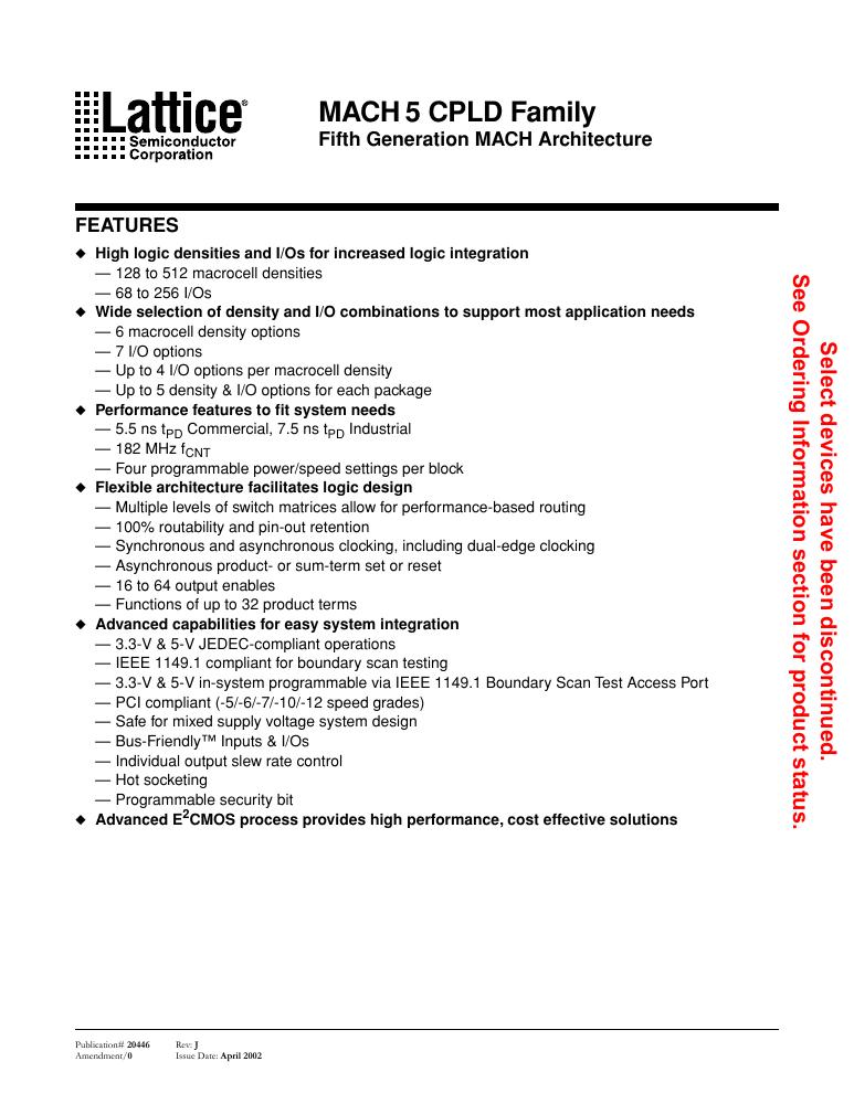 M5LV-512/160-15YC Lattice Semiconductor Corporation — datasheet
