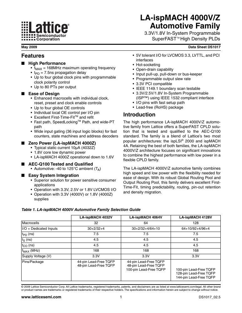 LA4064V-75TN100E Lattice Semiconductor Corporation — datasheet