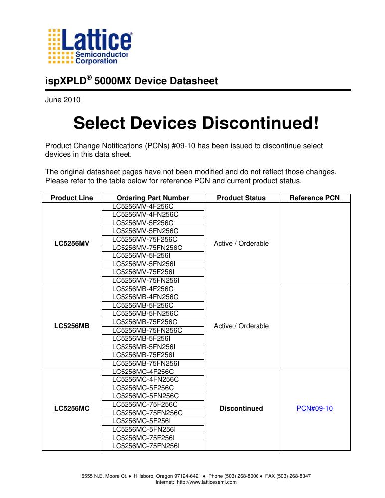 LC5768MB-75F484I Lattice Semiconductor Corporation — datasheet