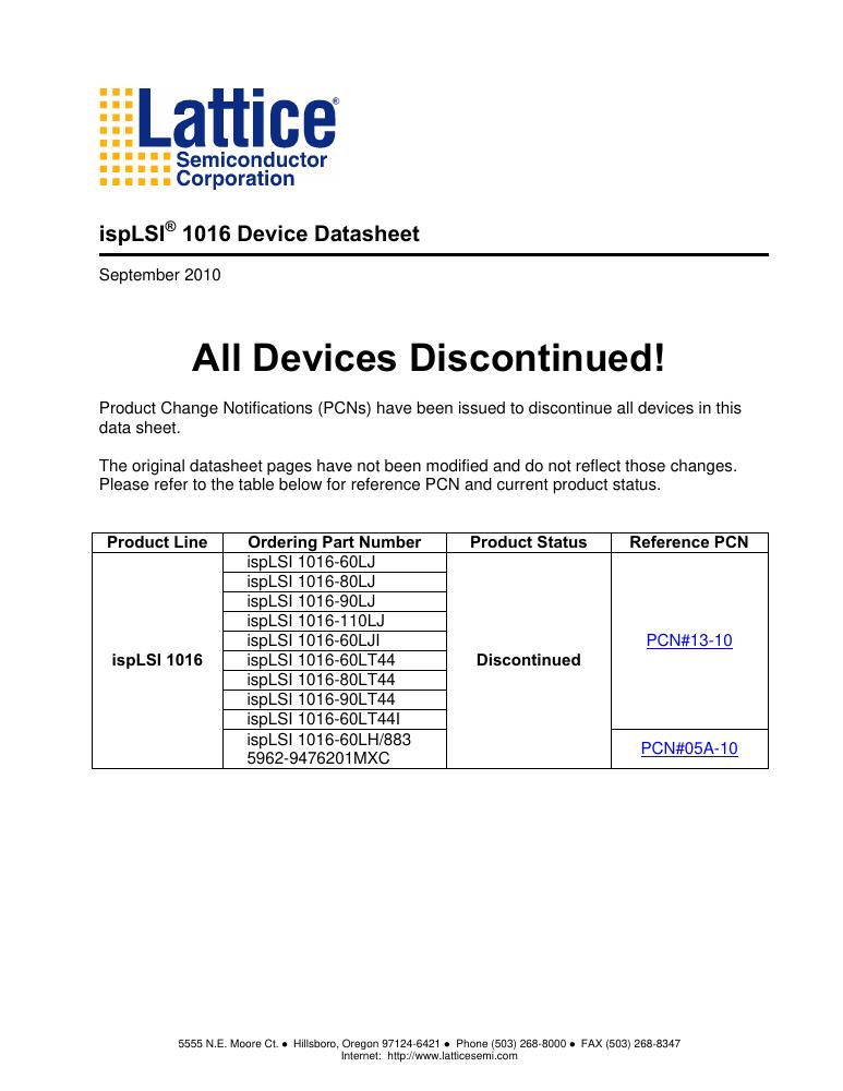 ISPLSI 1016-60LJI Lattice Semiconductor Corporation — datasheet