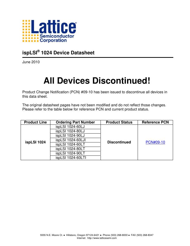 ISPLSI 1024-90LJ Lattice Semiconductor Corporation — datasheet
