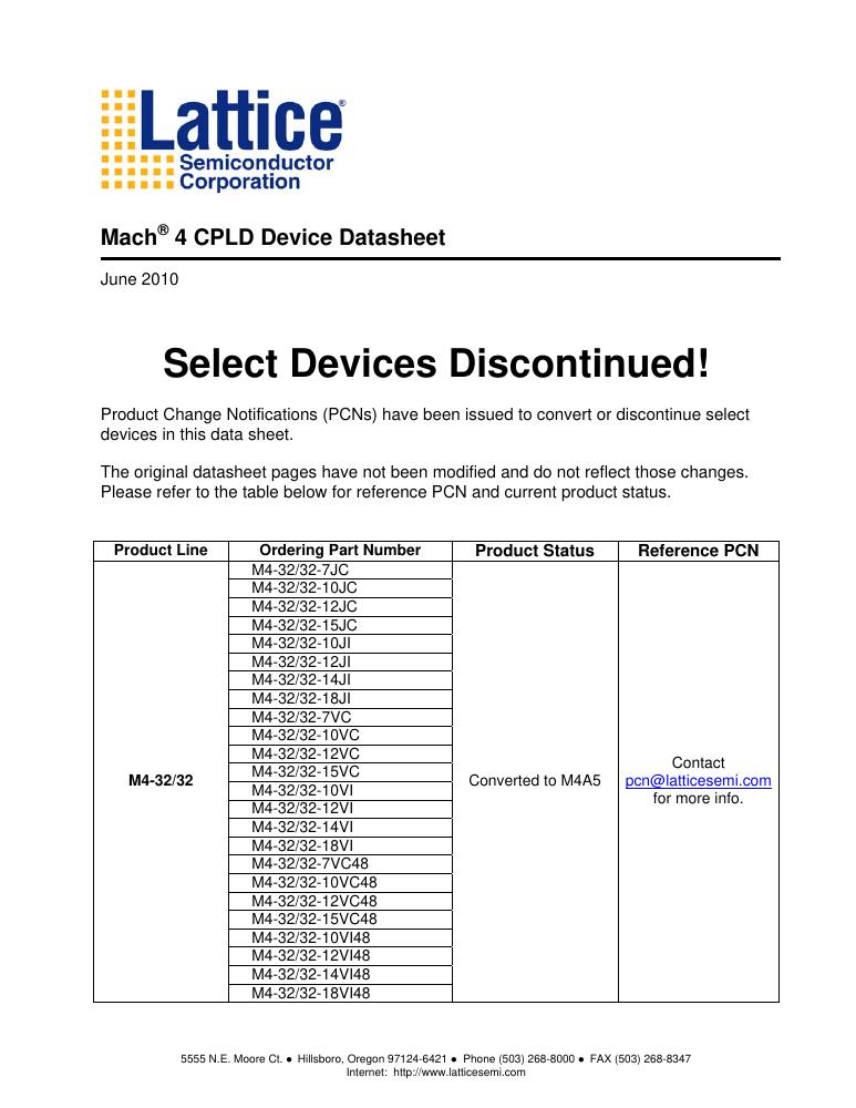 M4-128N/64-14JI Lattice Semiconductor Corporation — datasheet