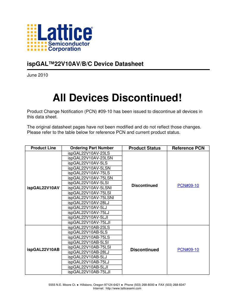 ISPGAL22V10C-15LK Lattice Semiconductor Corporation — datasheet