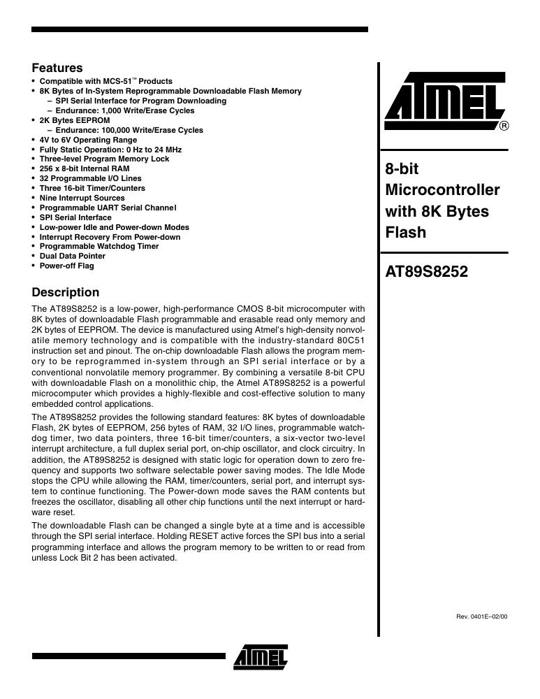 AT89S8252-24AC Microchip Technology — datasheet