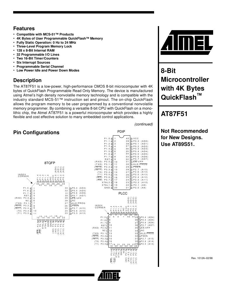 AT87F51-24PI Microchip Technology — datasheet