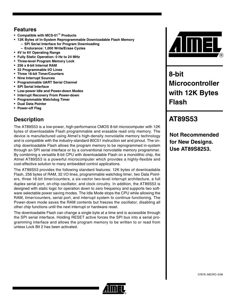 AT89S53-24AC Microchip Technology — datasheet