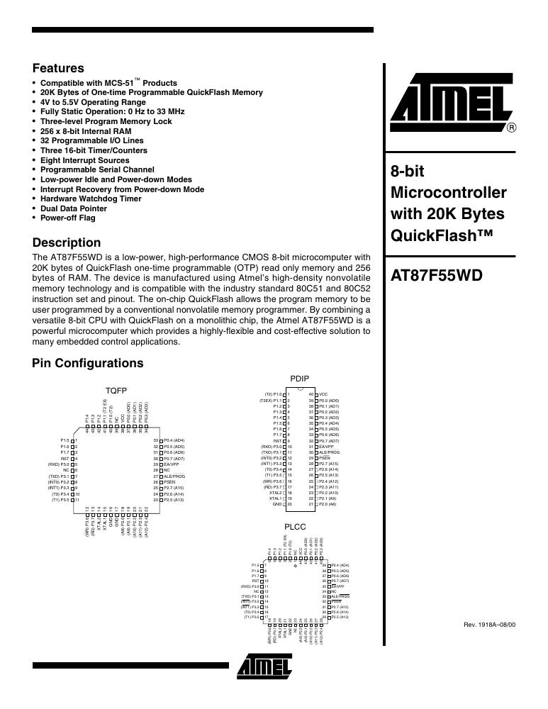 AT87F55WD-24JI Microchip Technology — datasheet
