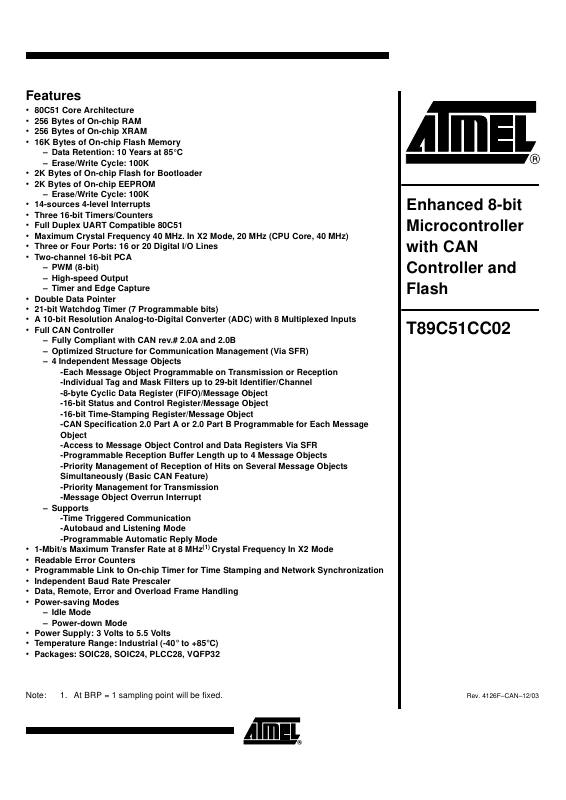 T89C51CC02UA-SITIM Microchip Technology — datasheet