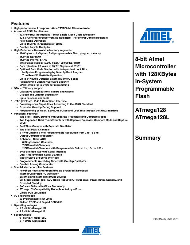 ATMEGA128L-8MI Microchip Technology — datasheet