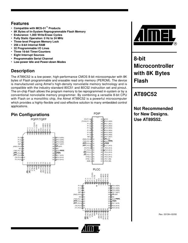 AT89C52-16JI Microchip Technology — datasheet