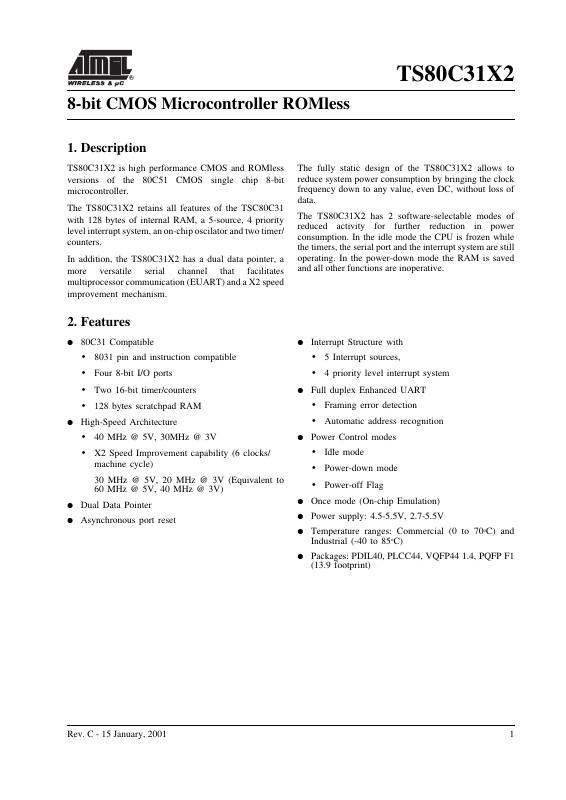 TS80C31X2-VIA Microchip Technology — datasheet