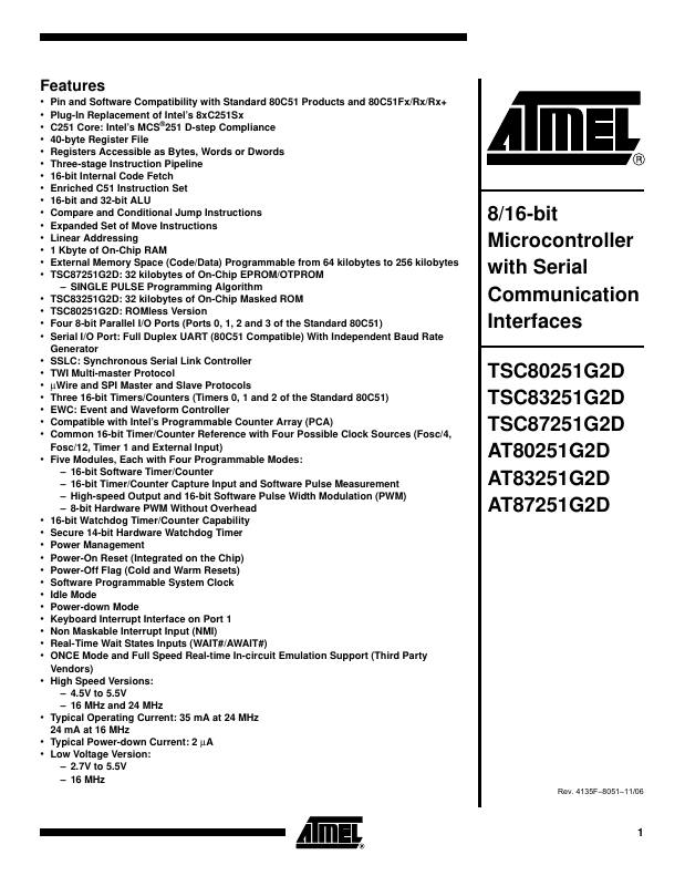 TSC80251G2D-L16CE Microchip Technology — datasheet