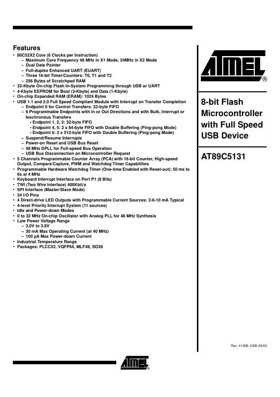 AT89C5131-TISIL Microchip Technology — datasheet