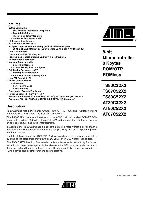 TS80C32X2-LCB Microchip Technology — datasheet