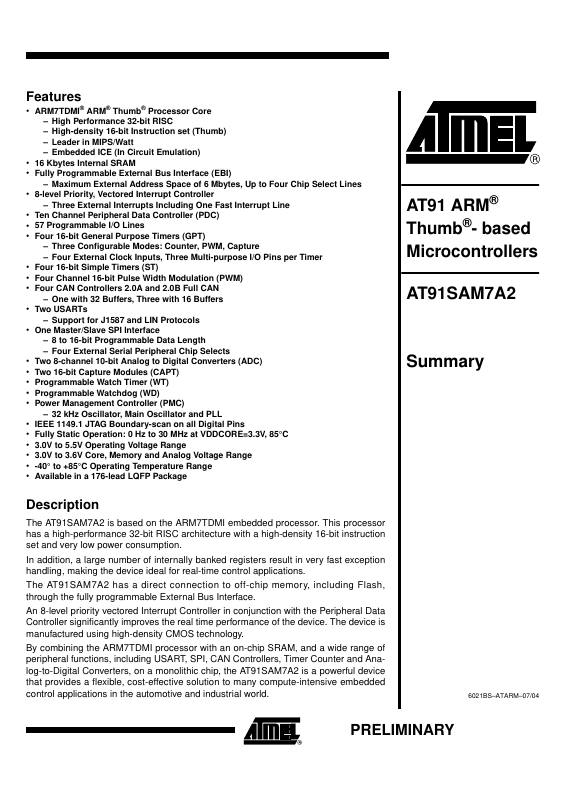 AT91SAM7A2-AU Microchip Technology — datasheet