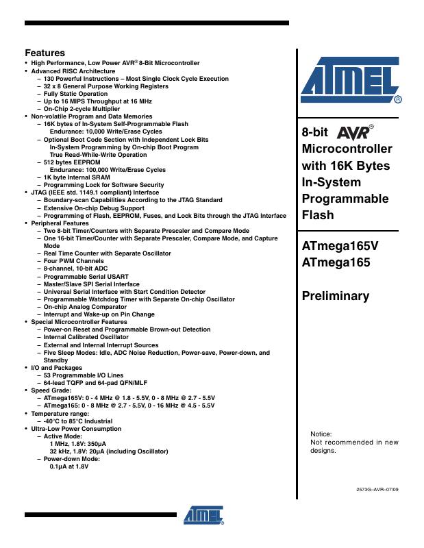 ATMEGA165-16MU Microchip Technology — datasheet