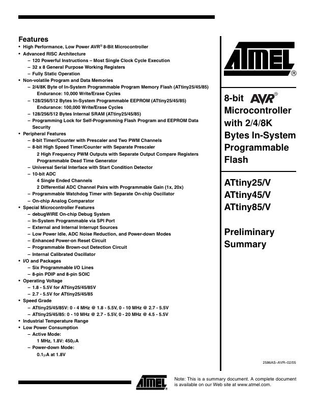 ATTINY45V-10PI Microchip Technology — datasheet