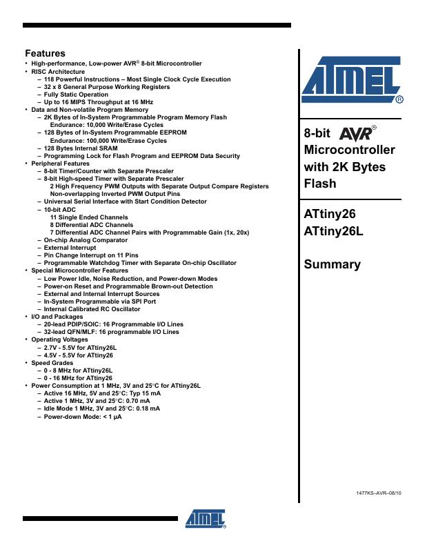 ATTINY26L-8SC Microchip Technology — datasheet