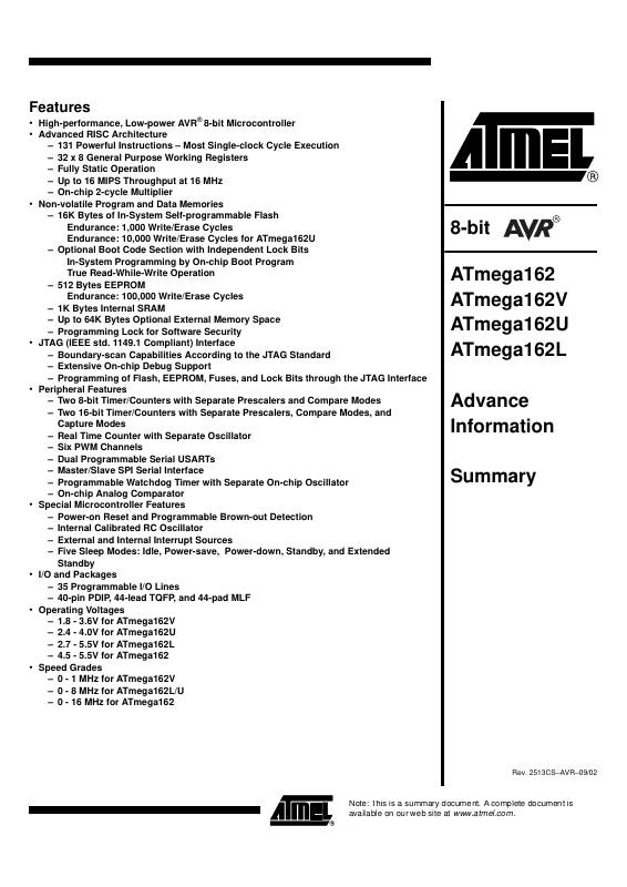 ATMEGA162V-8PI Microchip Technology — datasheet