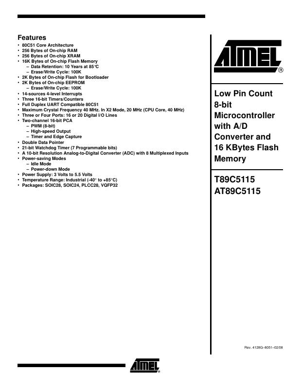 T89C5115-TISUM Microchip Technology — datasheet