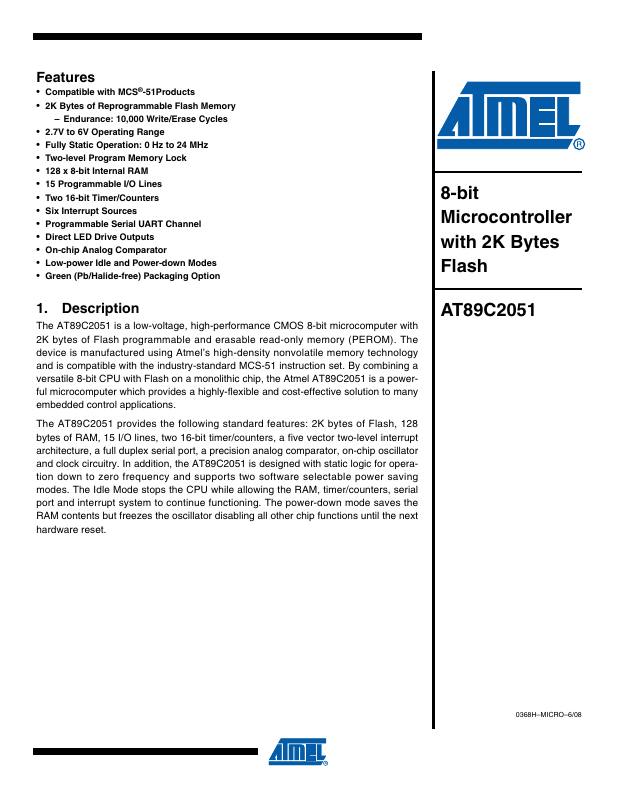 AT89C2051-12PI Microchip Technology — datasheet