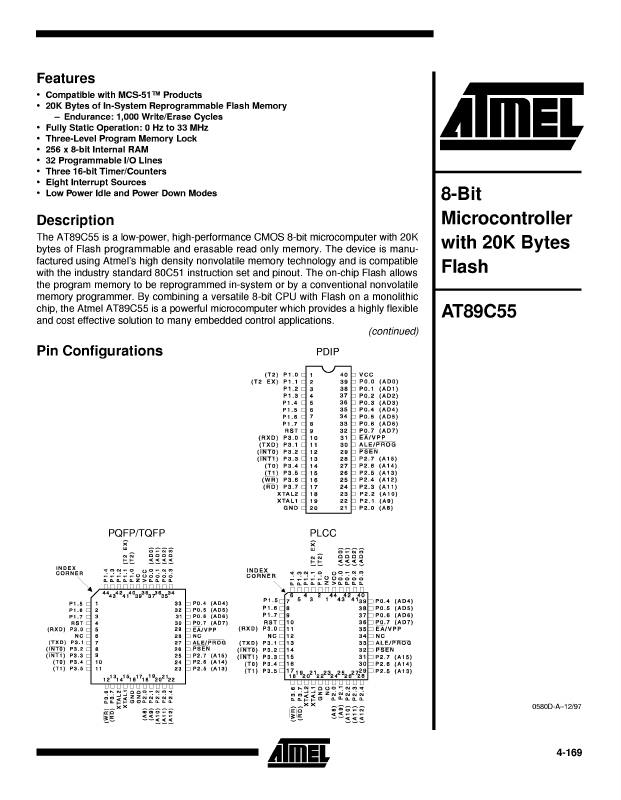 AT89C55-33JC Microchip Technology — datasheet