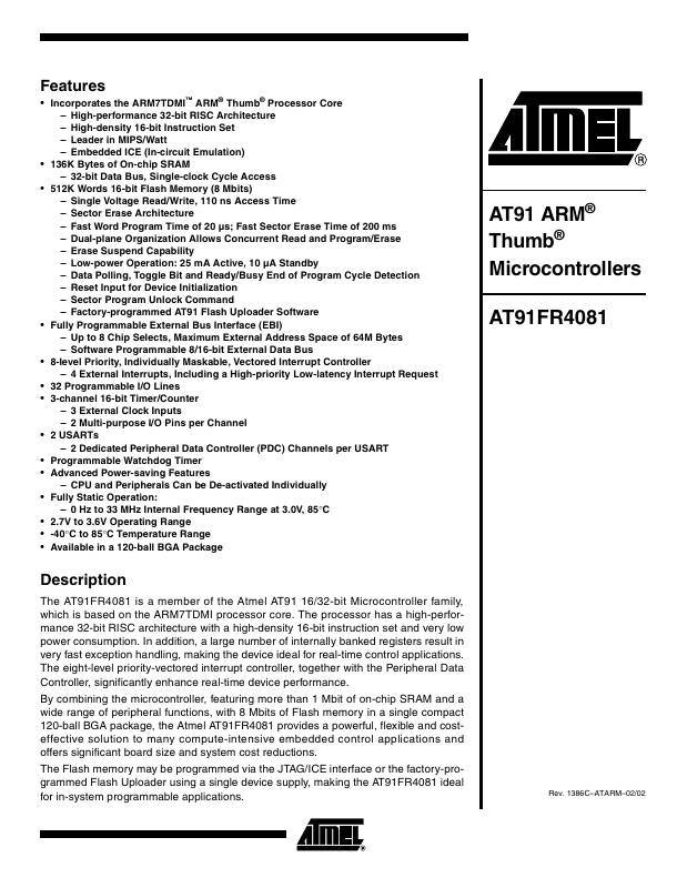 AT91FR4081-33CI Microchip Technology — datasheet