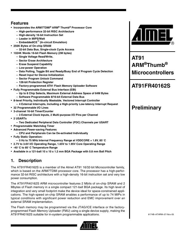 AT91FR40162S-CJ Microchip Technology — datasheet