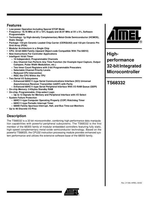TS68332VR1-16A Microchip Technology — datasheet