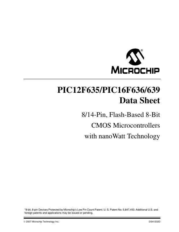PIC12F635T-I/MD Microchip Technology — datasheet