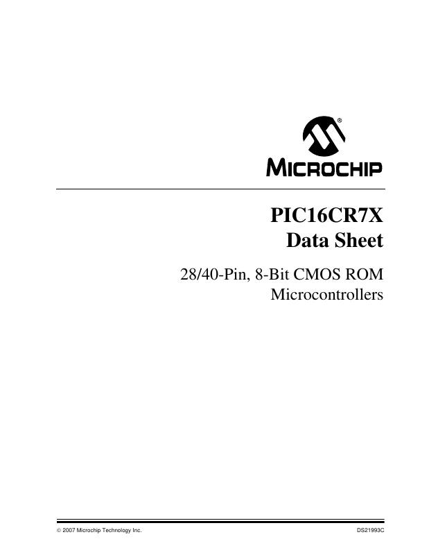 PIC16CR74-I/P Microchip Technology — datasheet