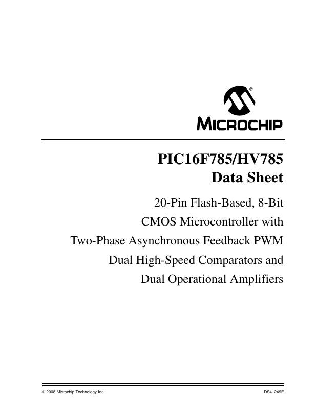 PIC16HV785-E/P Microchip Technology — datasheet