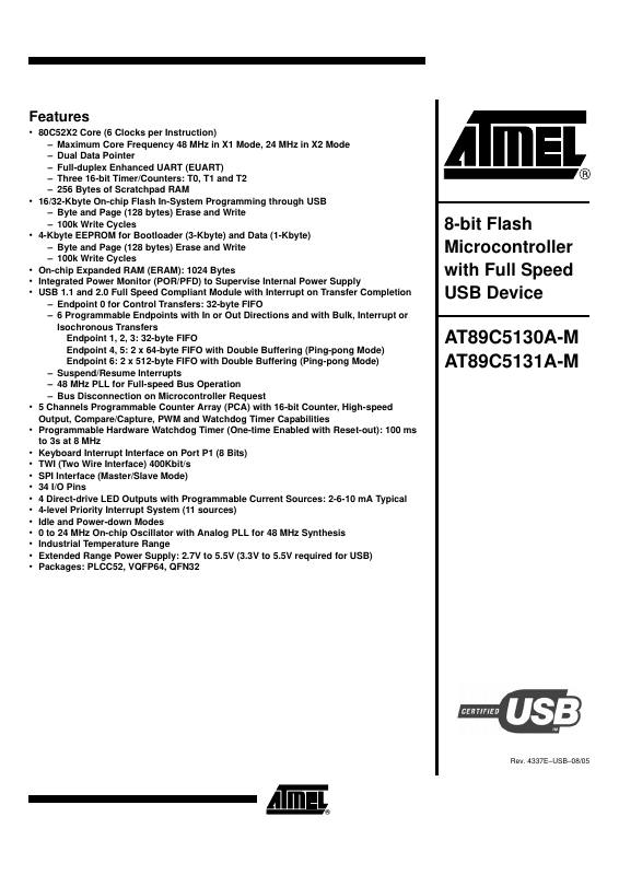 AT89C5131A-S3SIM Microchip Technology — datasheet