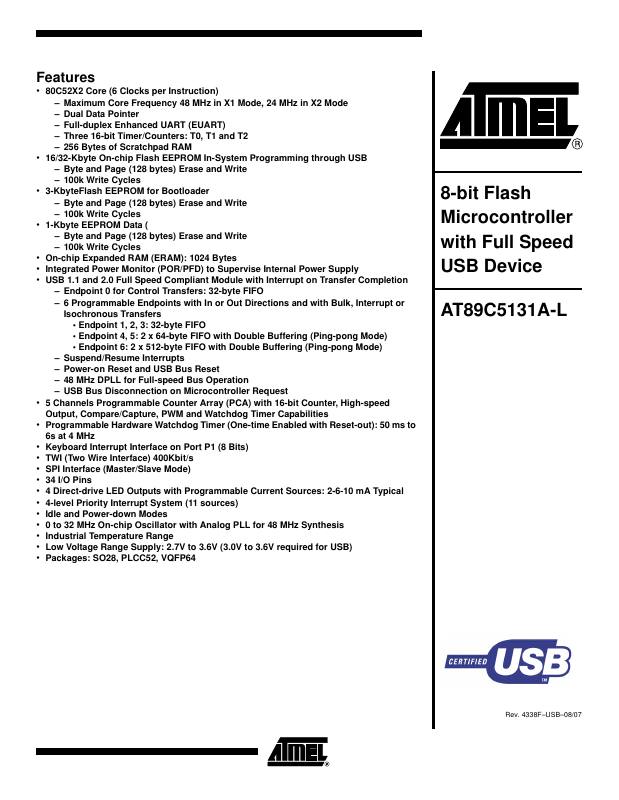 AT89C5131A-TISIL Microchip Technology — datasheet