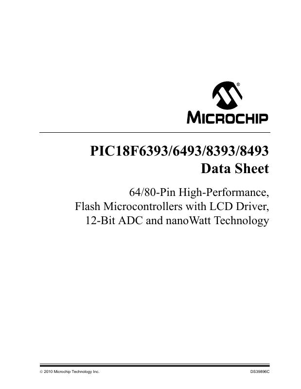 PIC18F6393-I/PT Microchip Technology — datasheet