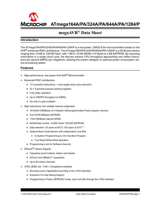ATMEGA1284-MU Microchip Technology — datasheet