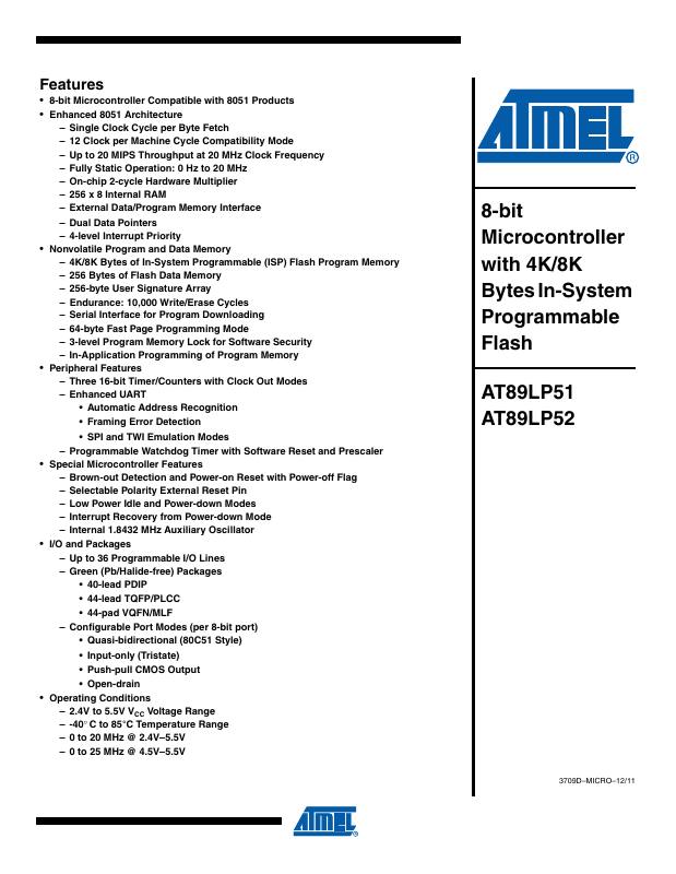 AT89LP51-20JU Microchip Technology — datasheet
