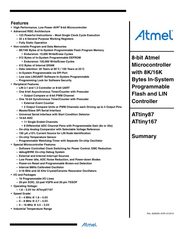 ATTINY167-MU Microchip Technology — datasheet