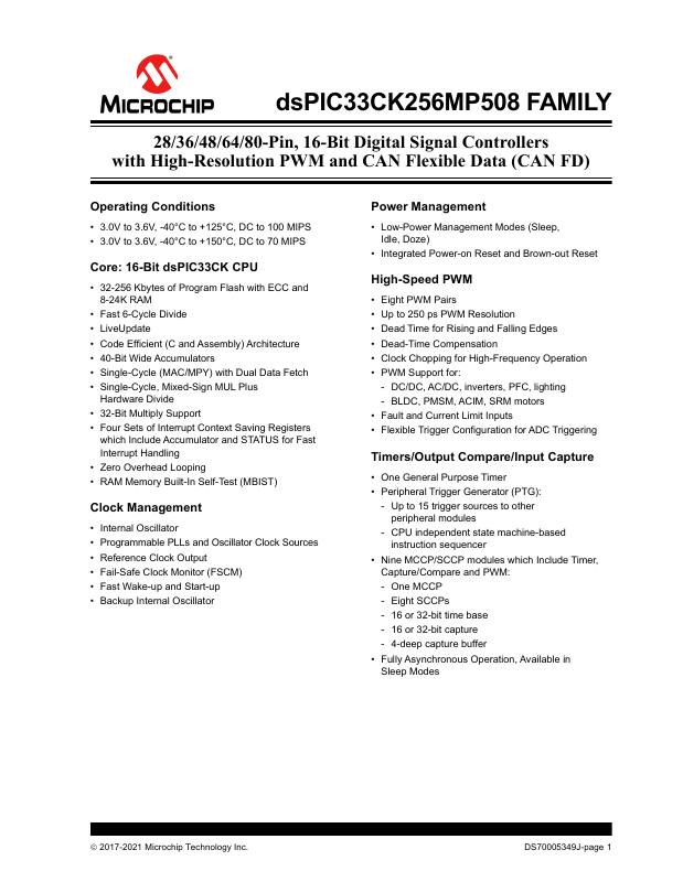 DSPIC33CK128MP505-I/M4 Microchip Technology — datasheet