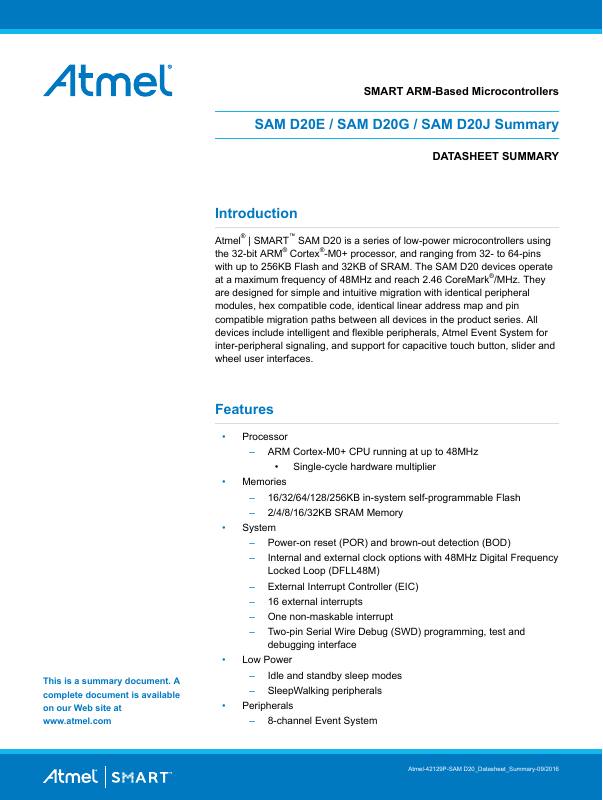 ATSAMD20E15A-AU Microchip Technology — datasheet