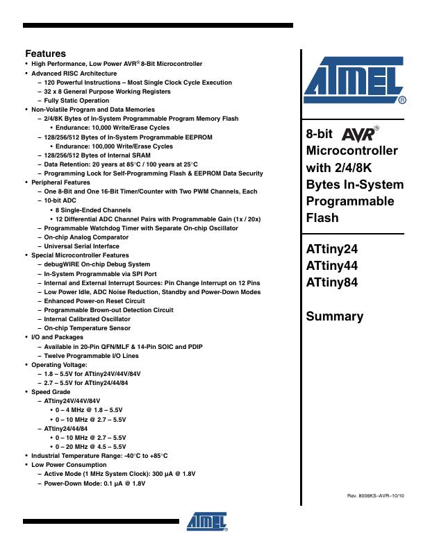 ATTINY24-20MUR Microchip Technology — datasheet