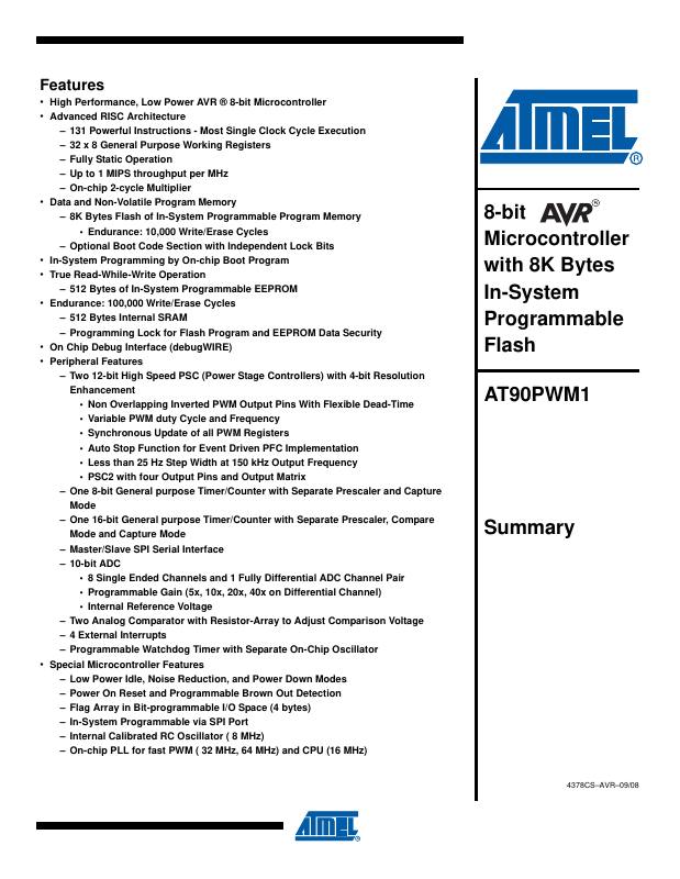 AT90PWM1-16MU Microchip Technology — datasheet