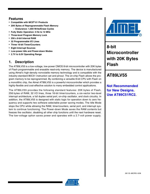 AT89LV55-12PC Microchip Technology — datasheet