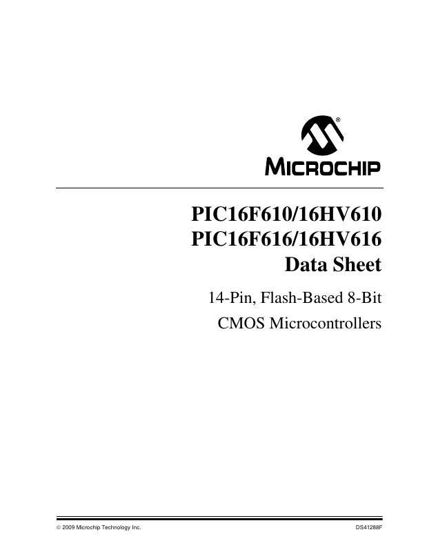PIC16HV610T-I/ML Microchip Technology — datasheet