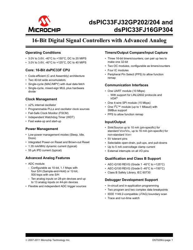 DSPIC33FJ32GP202T-I/SO Microchip Technology — datasheet
