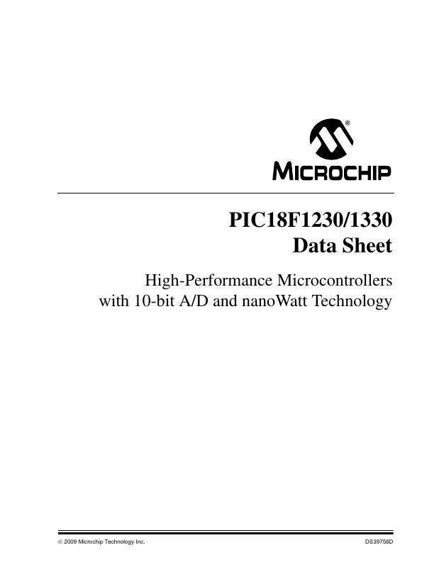 PIC18F1230-E/ML Microchip Technology — datasheet