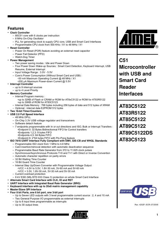 AT89C5122D-RDRUM Microchip Technology — datasheet