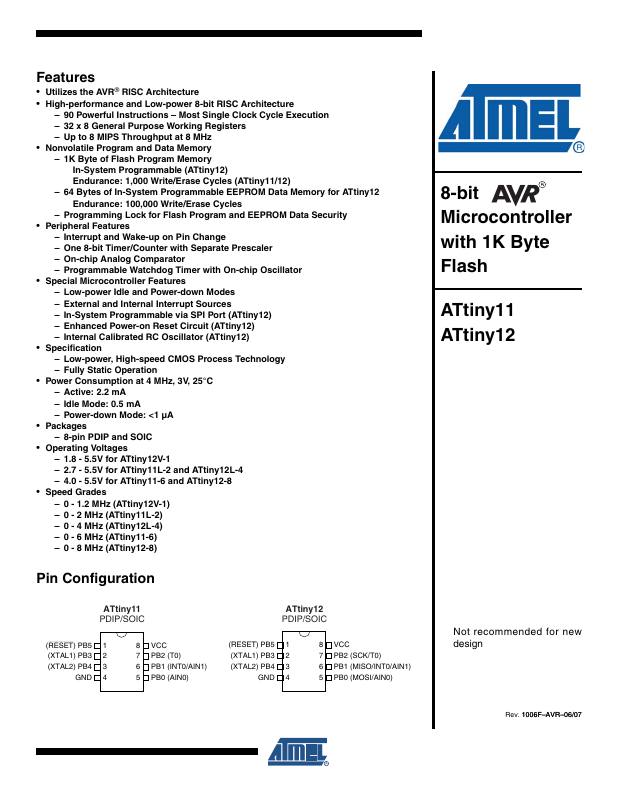ATTINY11-6PU Microchip Technology — datasheet