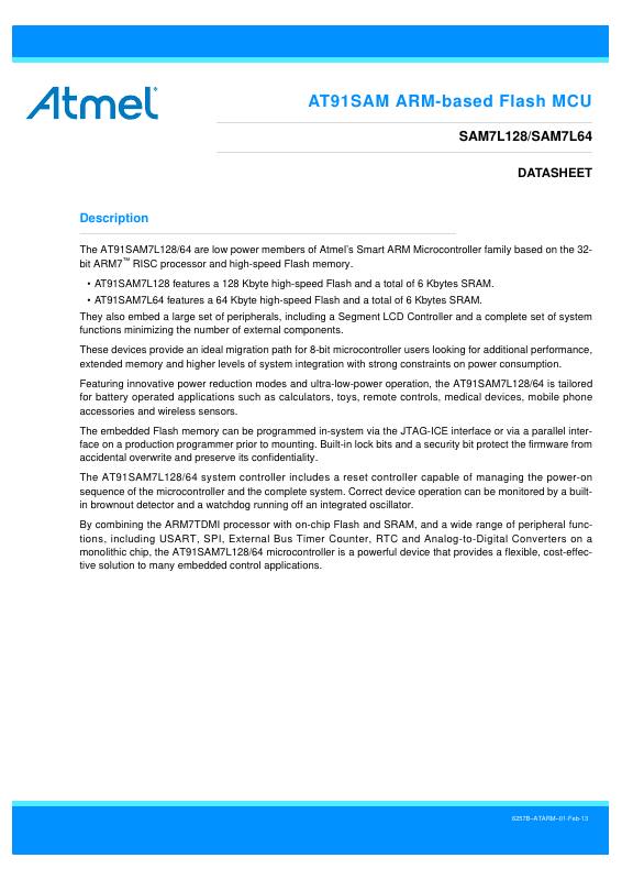 AT91SAM7L128-AU Microchip Technology — datasheet