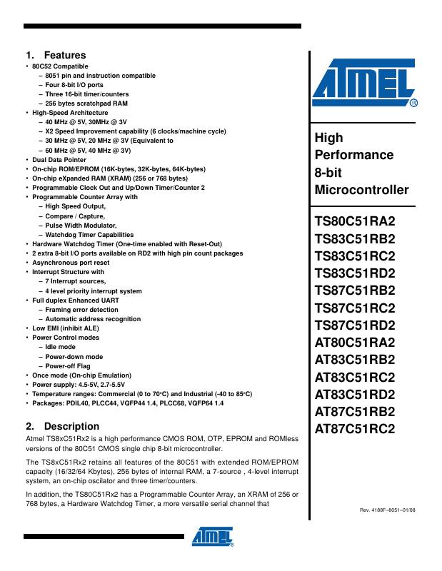 AT87C51RB2-RLRUM Microchip Technology — datasheet